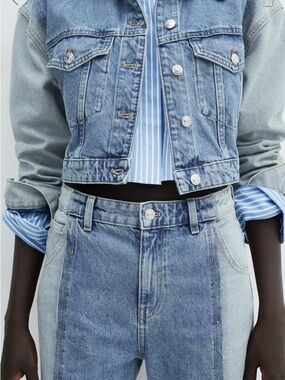 Mango Blue Two-Tone High-Waist Women’s Jeans